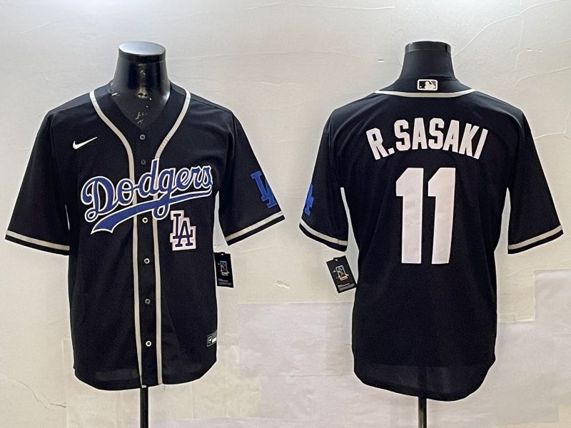 Men Los Angeles Dodgers #11 R.Sasaki Black Fashion Game 2025 Nike MLB Jersey style 24->cincinnati reds->MLB Jersey